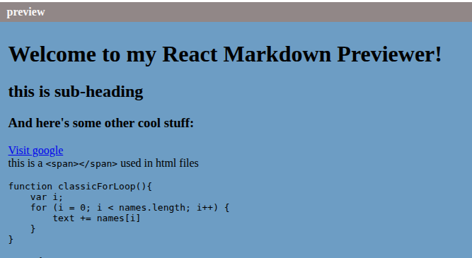 React Markdown Previewer